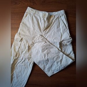 LIME S Small Mens Cream White Cargo Bootcut Pant Trousers